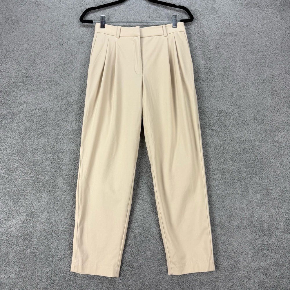 Babaton Classic High-Waist Pleated Trousers in Beige